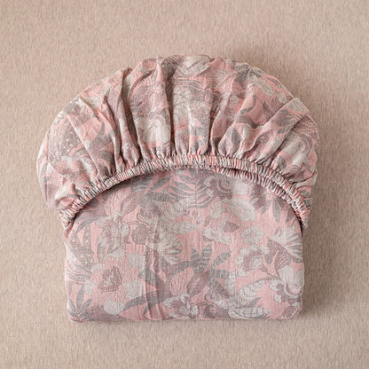 Doppellagiges Spannbettlaken aus Gaze-Jacquard mit Blumenmuster