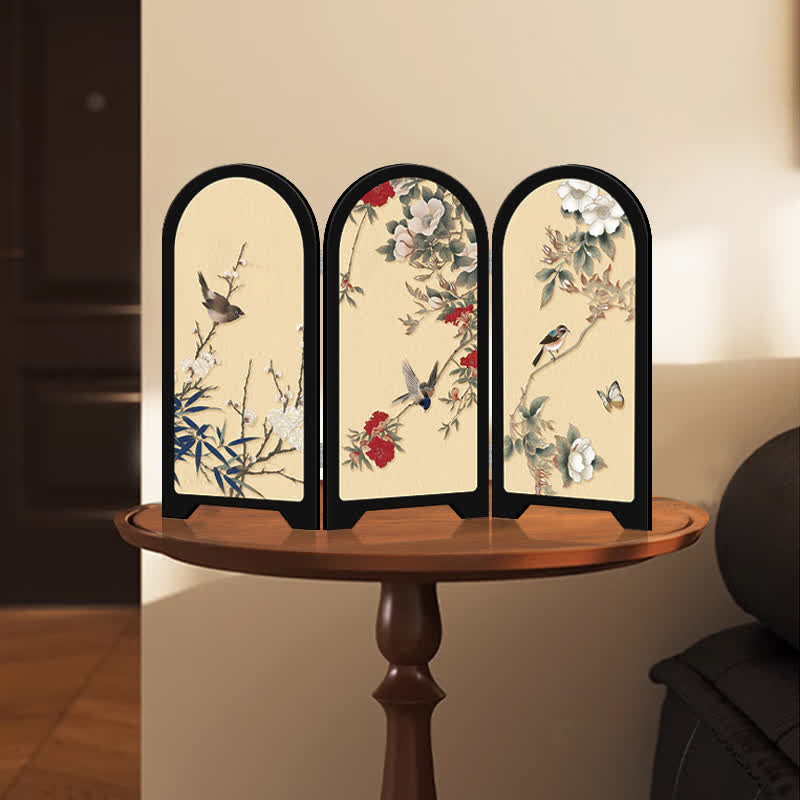 Faltbares dekoratives Schreibtisch-Ornament mit Blumenvogel