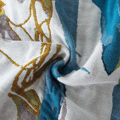 Bequeme Decke aus Baumwollgaze-Jacquard mit Pfauenmotiv
