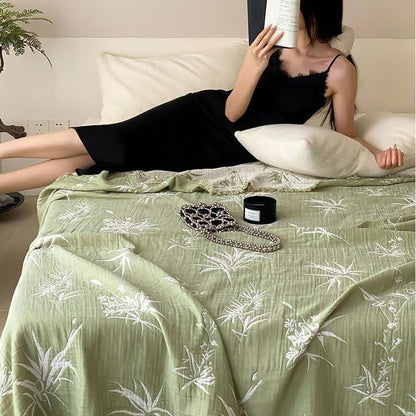 Wendbare Steppdecke aus Baumwollgaze im Jacquard-Bambus-Stil
