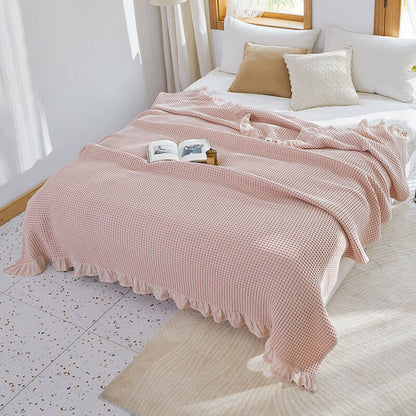 Waffelpiqué-Sofadecke, bequeme Steppdecke - Rosa - 200cm x 230cm - image 0