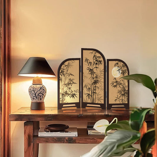 Faltbarer Bildschirm aus Bambus im Vintage-Stil, Desktop-Ornament