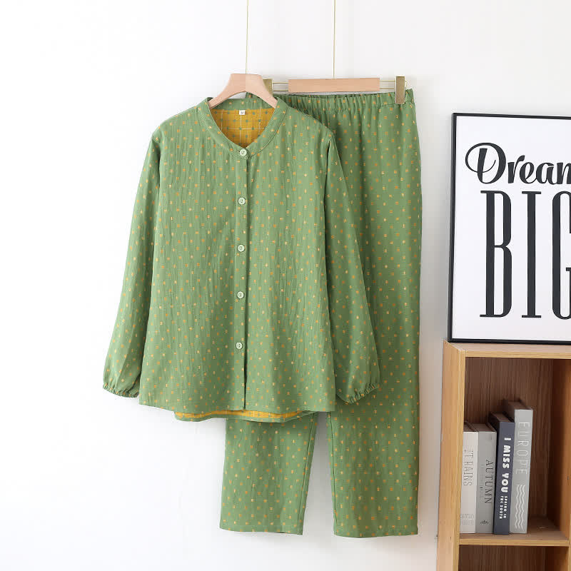 Weiches Pyjama-Set aus Baumwollgaze mit Knopfleiste