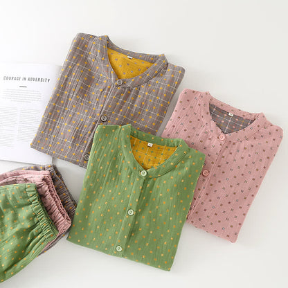 Weiches Pyjama-Set aus Baumwollgaze mit Knopfleiste