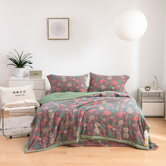 Bequeme Baumwollgaze-Bettwäsche im Vintage-Rose-Stil