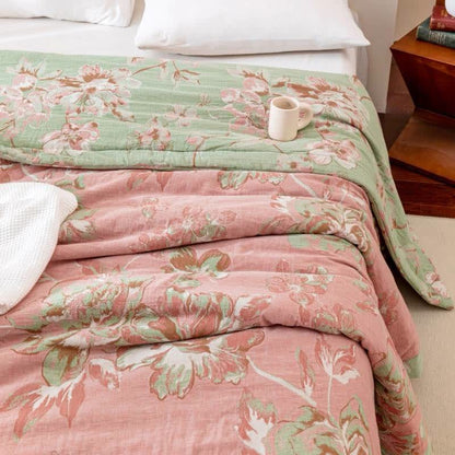 Garngefärbte Steppdecke aus Baumwollgaze-Jacquard mit Blumenmuster