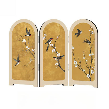 Faltbares Ornament mit fliegendem Vogel und Blumenmotiv