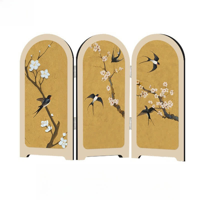 Faltbares Ornament mit fliegendem Vogel und Blumenmotiv