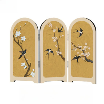 Faltbares Ornament mit fliegendem Vogel und Blumenmotiv