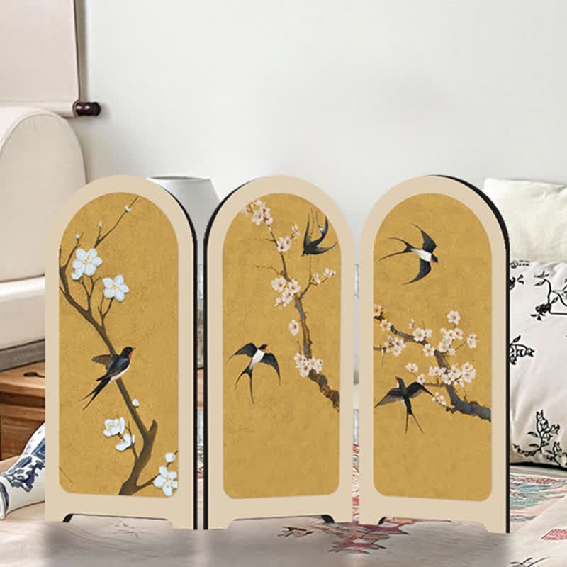 Faltbares Ornament mit fliegendem Vogel und Blumenmotiv
