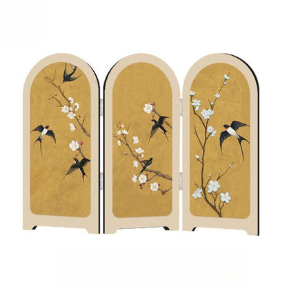 Faltbares Ornament mit fliegendem Vogel und Blumenmotiv