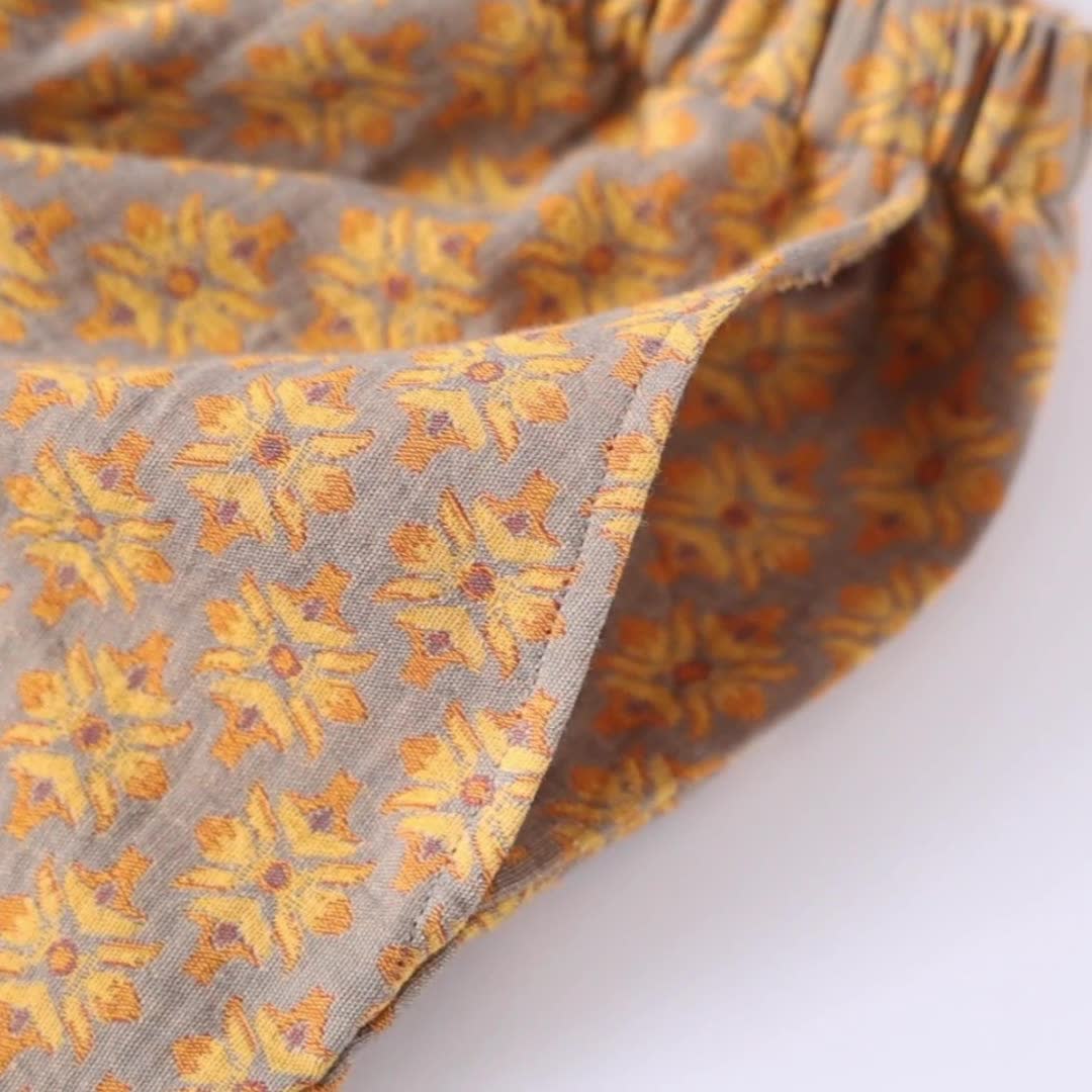 Pyjama-Set aus Baumwollgaze mit Vintage-Jacquardmuster und V-Ausschnitt