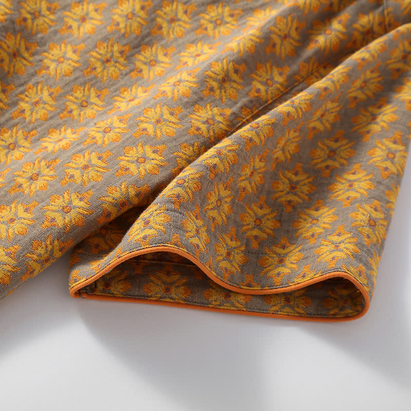 Pyjama-Set aus Baumwollgaze mit Vintage-Jacquardmuster und V-Ausschnitt