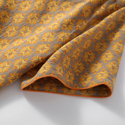 Pyjama-Set aus Baumwollgaze mit Vintage-Jacquardmuster und V-Ausschnitt