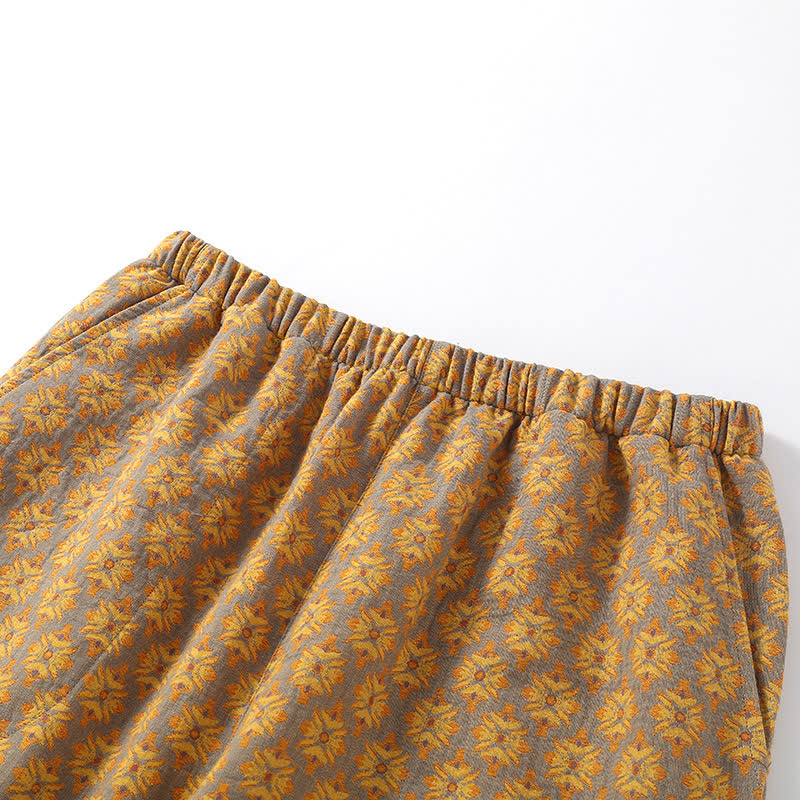 Pyjama-Set aus Baumwollgaze mit Vintage-Jacquardmuster und V-Ausschnitt