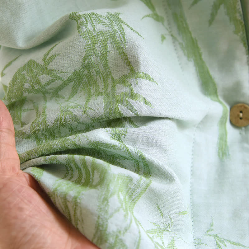 Ländliches Bambus-Cardigan-Pyjama-Set aus reiner Baumwolle