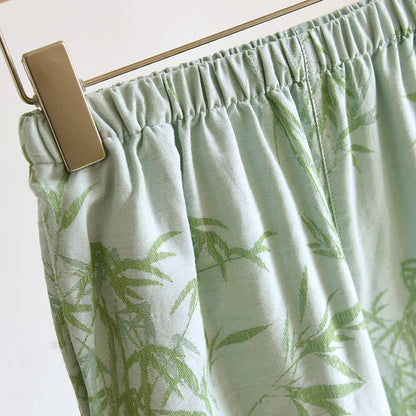 Ländliches Bambus-Cardigan-Pyjama-Set aus reiner Baumwolle