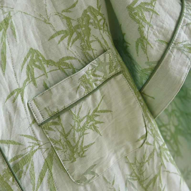 Ländliches Bambus-Cardigan-Pyjama-Set aus reiner Baumwolle
