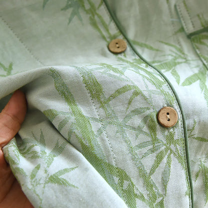 Ländliches Bambus-Cardigan-Pyjama-Set aus reiner Baumwolle