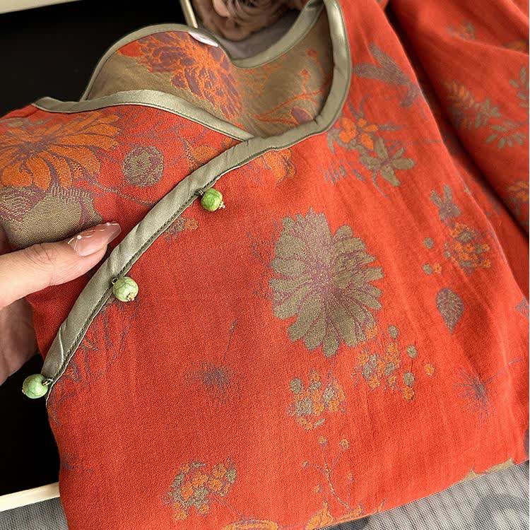 Atmungsaktives Pyjama-Set aus weicher Gaze im Retro-Jacquard-Stil