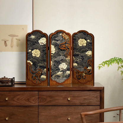 Faltbares Retro-Pfingstrosen-Desktop-Ornament
