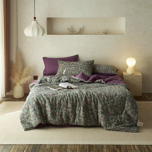 Bequeme Bettwäsche aus Baumwollgaze mit Jacquard-Blumenmuster