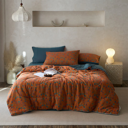 Bequeme Bettwäsche aus Baumwollgaze mit Jacquard-Blattmuster
