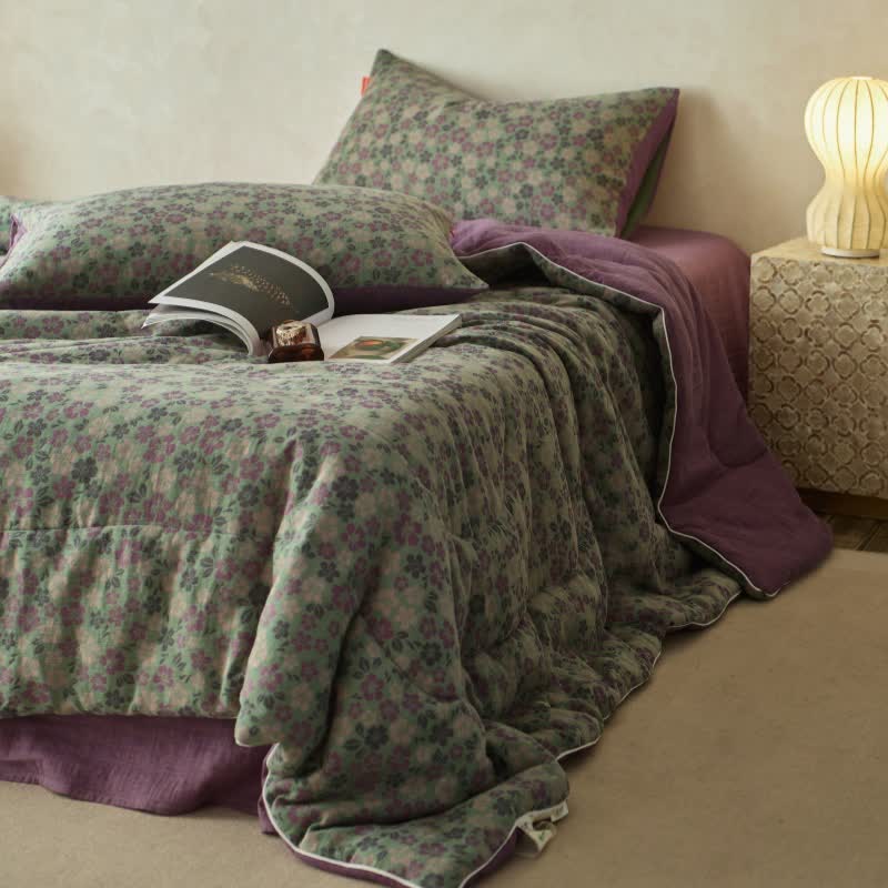 Bequeme Bettwäsche aus Baumwollgaze mit Jacquard-Blumenmuster