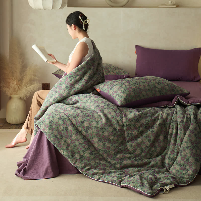 Bequeme Bettwäsche aus Baumwollgaze mit Jacquard-Blumenmuster