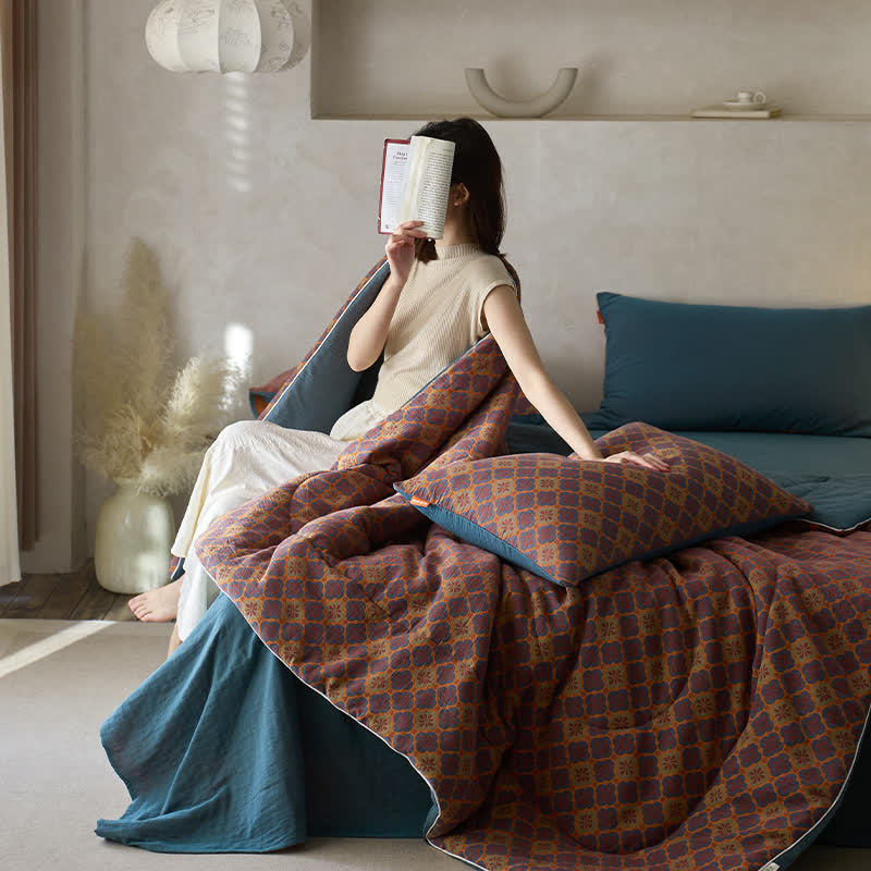 Bequeme Jacquard-Bettwäsche im Vintage-Stil aus Baumwollgaze