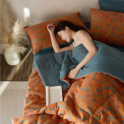 Bequeme Bettwäsche aus Baumwollgaze mit Jacquard-Blattmuster