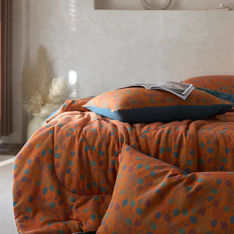 Bequeme Bettwäsche aus Baumwollgaze mit Jacquard-Blattmuster