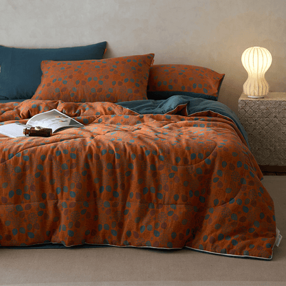Bequeme Bettwäsche aus Baumwollgaze mit Jacquard-Blattmuster