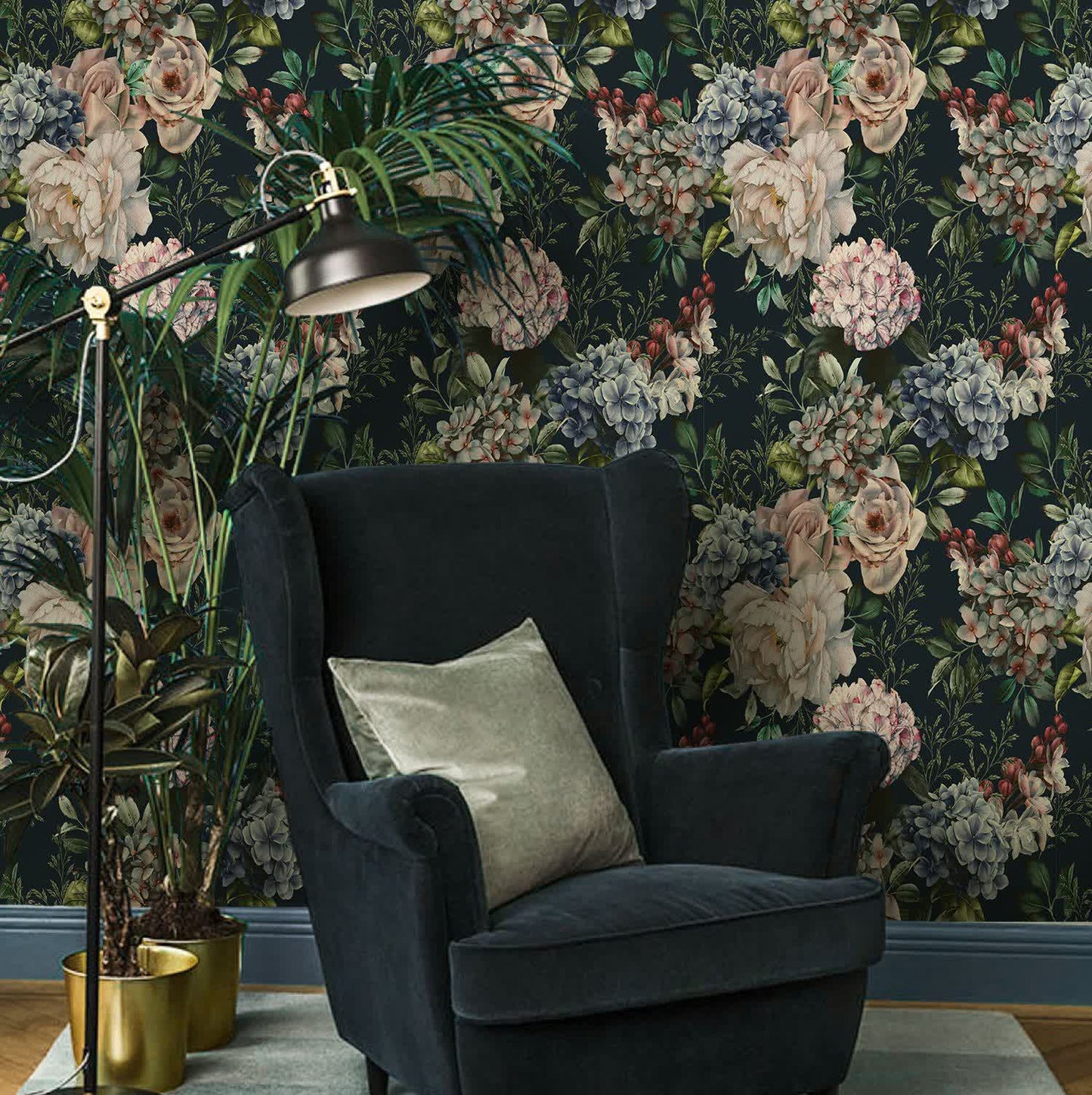 Abnehmbare dekorative Retro-Blumentapete zum Selbermachen