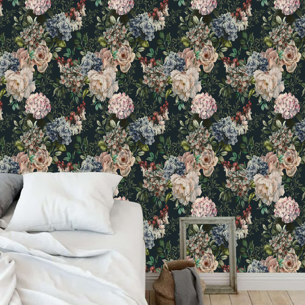 Abnehmbare dekorative Retro-Blumentapete zum Selbermachen