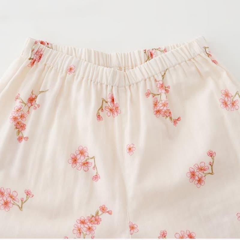 Elegantes Nachtwäsche-Set aus Baumwollgaze mit Pflaumenblüten