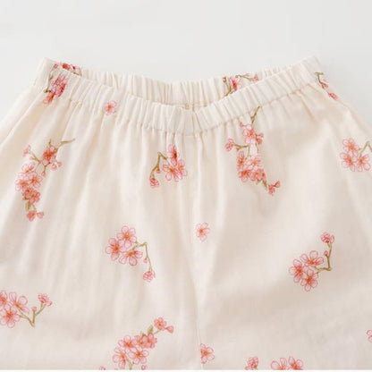 Elegantes Nachtwäsche-Set aus Baumwollgaze mit Pflaumenblüten
