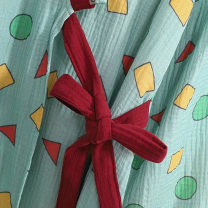 Geometrisches Kimono-Nachthemd aus Baumwollgaze in Übergröße