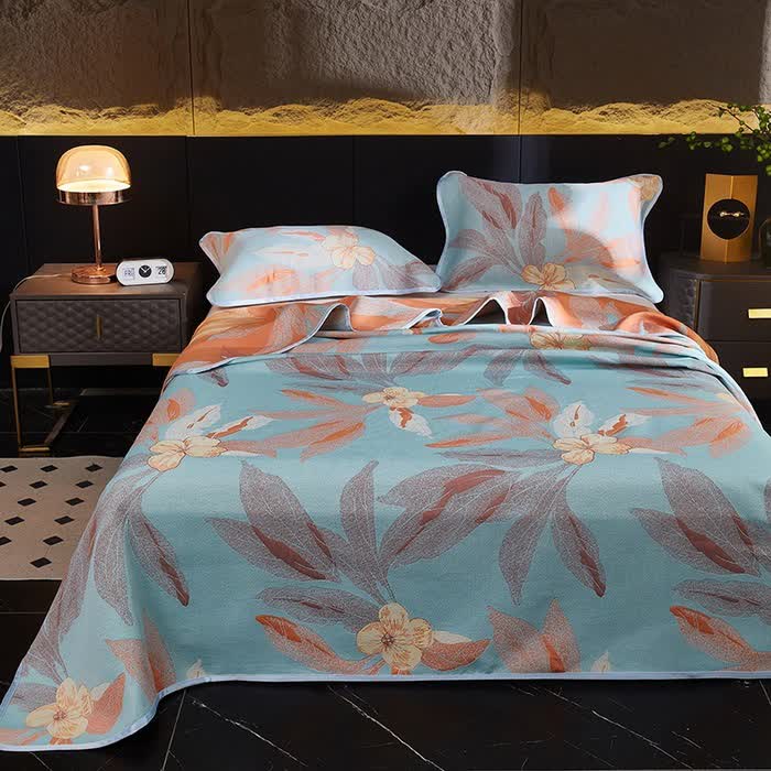 Wendbare, atmungsaktive Bettdecke mit Jacquard-Blattmotiv