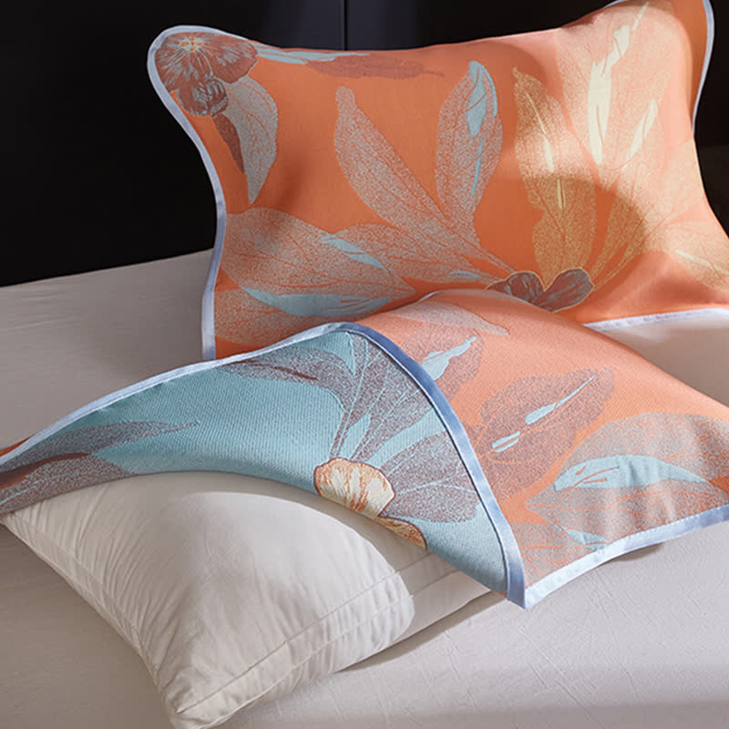 Wendbare, atmungsaktive Bettdecke mit Jacquard-Blattmotiv