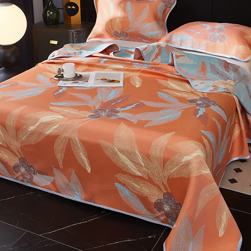 Wendbare, atmungsaktive Bettdecke mit Jacquard-Blattmotiv