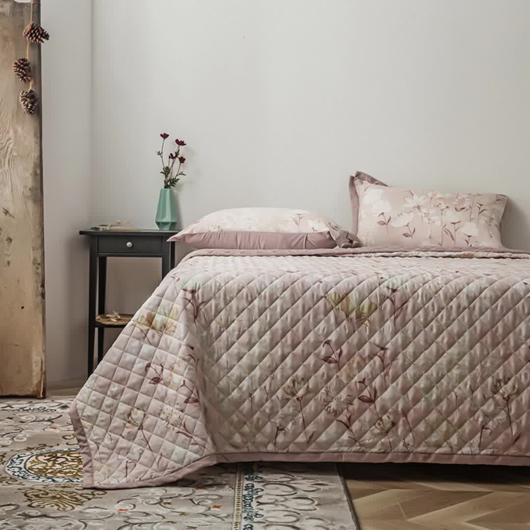 Gesteppte Bettwäsche aus Lyocellfaser mit Blumenmuster