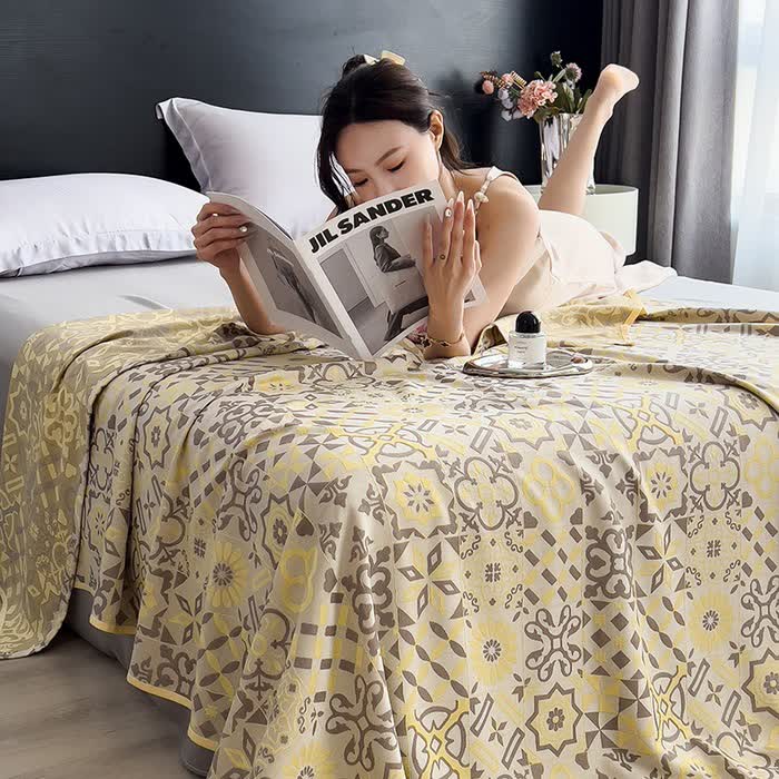 Leichte Steppdecke aus Bambusfaser-Jacquard im Vintage-Stil