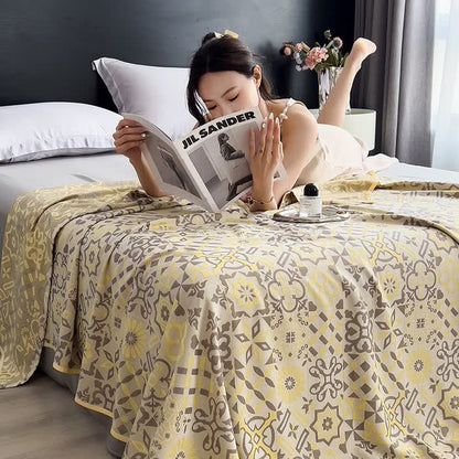 Leichte Steppdecke aus Bambusfaser-Jacquard im Vintage-Stil