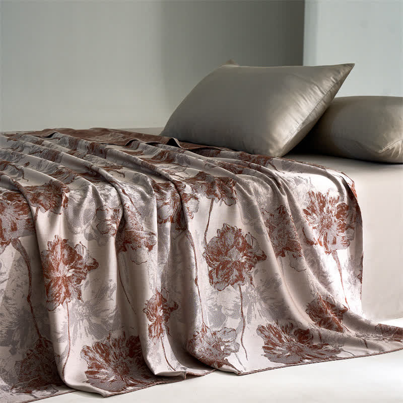 Atmungsaktive, weiche Steppdecke aus Lyocellfaser mit Blumenmuster