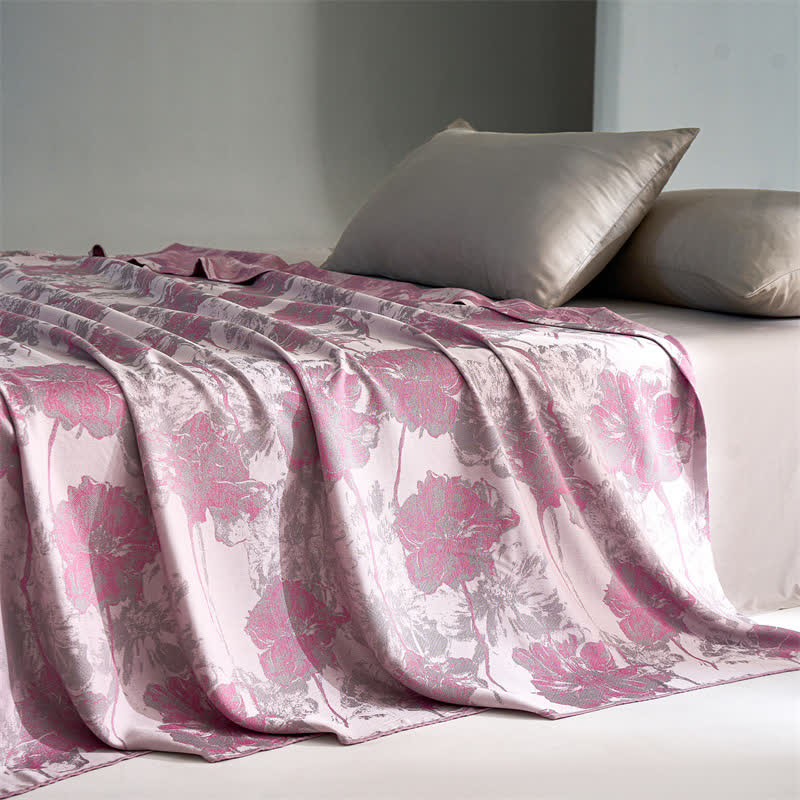 Atmungsaktive, weiche Steppdecke aus Lyocellfaser mit Blumenmuster