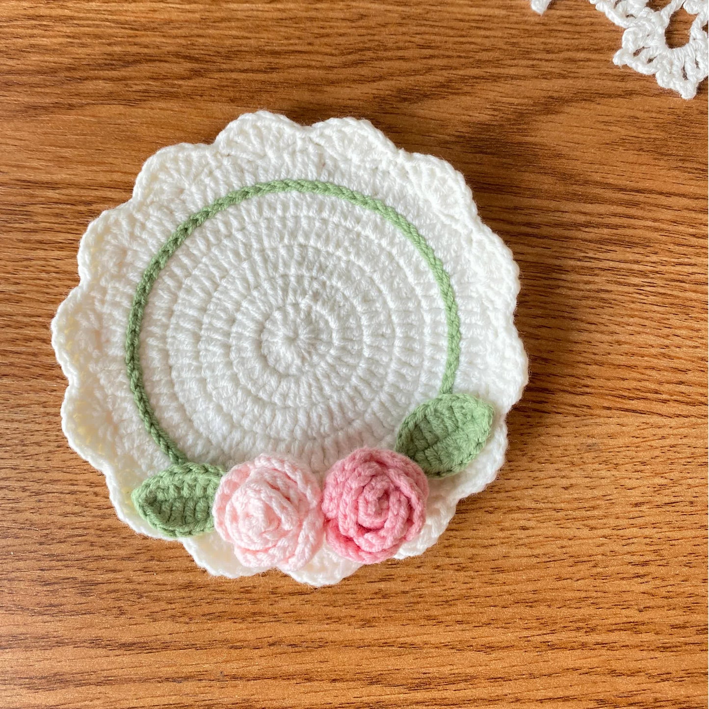 Refresh Rose Handgefertigter Häkel-Untersetzer