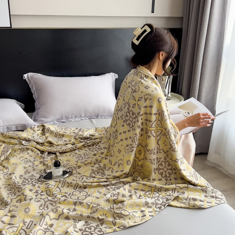 Leichte Steppdecke aus Bambusfaser-Jacquard im Vintage-Stil