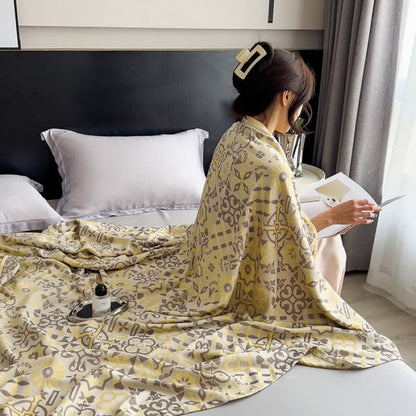 Leichte Steppdecke aus Bambusfaser-Jacquard im Vintage-Stil