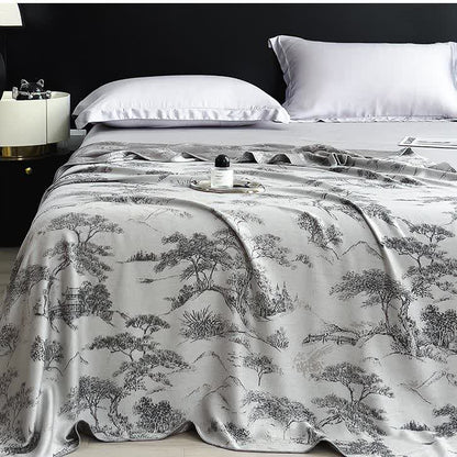 Atmungsaktive, weiche Steppdecke aus Bambusfaser im Querformat